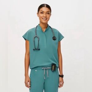 Figs Jade Green Women's Blouse Size XS